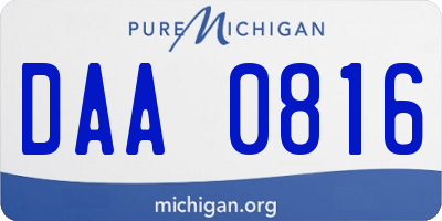 MI license plate DAA0816