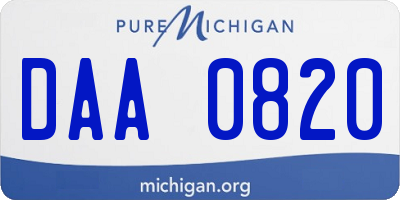 MI license plate DAA0820
