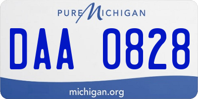 MI license plate DAA0828