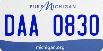 MI license plate DAA0830