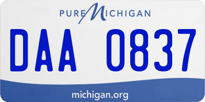 MI license plate DAA0837