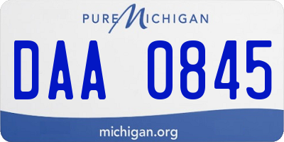 MI license plate DAA0845