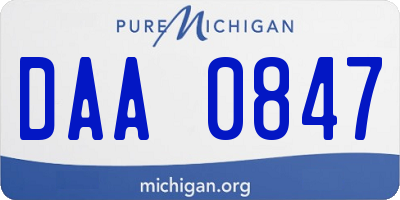 MI license plate DAA0847