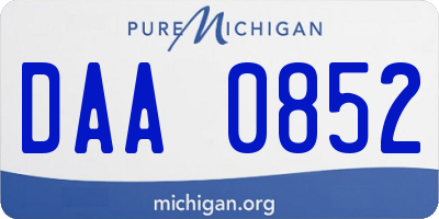 MI license plate DAA0852