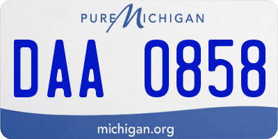 MI license plate DAA0858