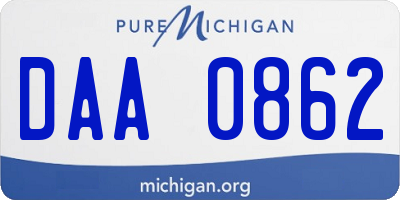 MI license plate DAA0862