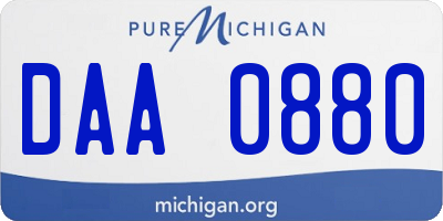 MI license plate DAA0880
