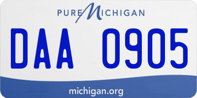 MI license plate DAA0905