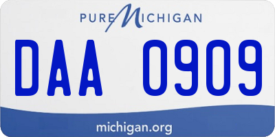 MI license plate DAA0909