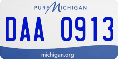MI license plate DAA0913