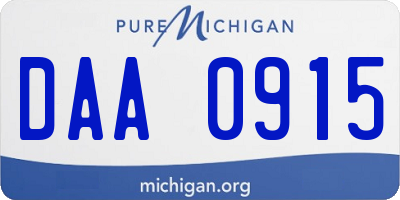 MI license plate DAA0915