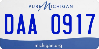 MI license plate DAA0917