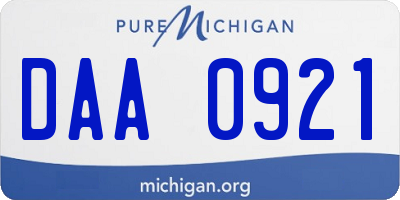 MI license plate DAA0921