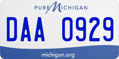 MI license plate DAA0929