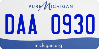 MI license plate DAA0930