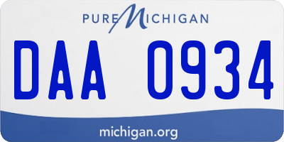 MI license plate DAA0934