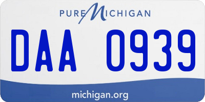 MI license plate DAA0939