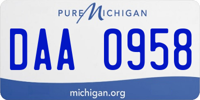 MI license plate DAA0958