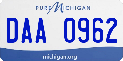 MI license plate DAA0962