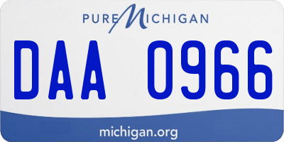 MI license plate DAA0966