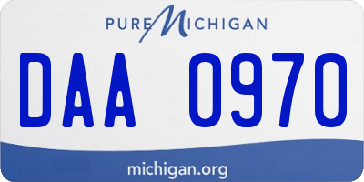 MI license plate DAA0970