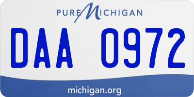 MI license plate DAA0972