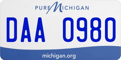 MI license plate DAA0980