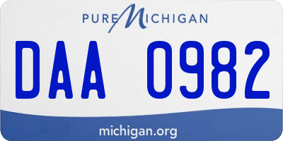 MI license plate DAA0982