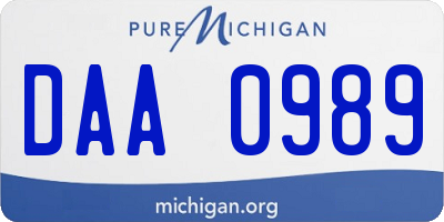 MI license plate DAA0989