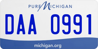 MI license plate DAA0991