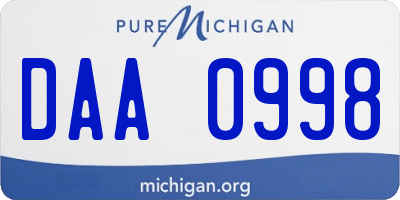 MI license plate DAA0998