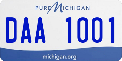 MI license plate DAA1001