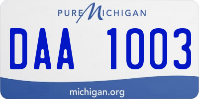 MI license plate DAA1003