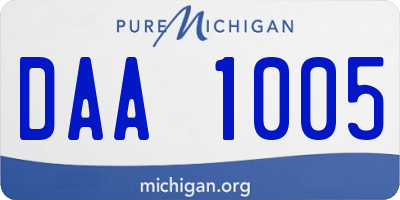 MI license plate DAA1005