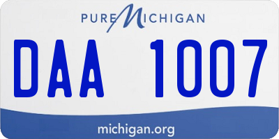 MI license plate DAA1007