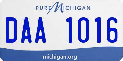 MI license plate DAA1016