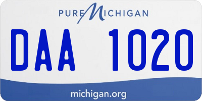 MI license plate DAA1020