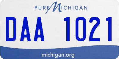 MI license plate DAA1021
