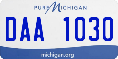MI license plate DAA1030