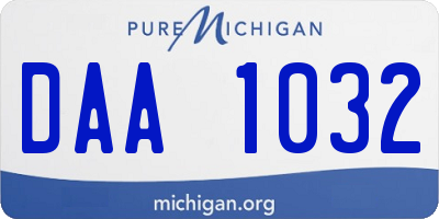 MI license plate DAA1032