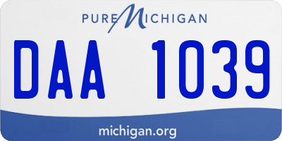 MI license plate DAA1039