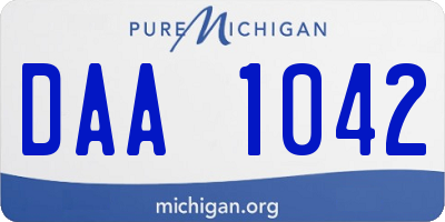 MI license plate DAA1042