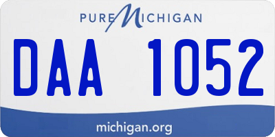 MI license plate DAA1052