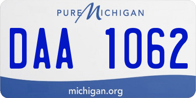 MI license plate DAA1062