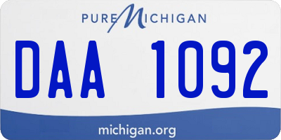 MI license plate DAA1092