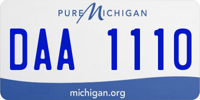 MI license plate DAA1110
