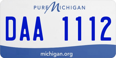 MI license plate DAA1112