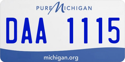 MI license plate DAA1115