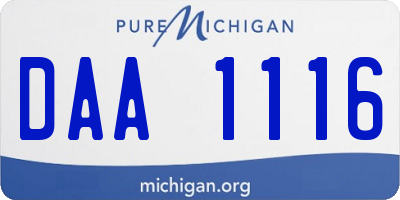 MI license plate DAA1116