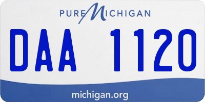 MI license plate DAA1120